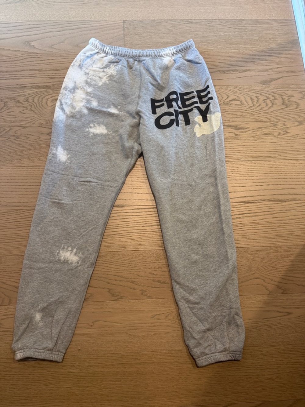 Freecity Women’s  Light Gray Tie-Dye Sweatpants with Logo